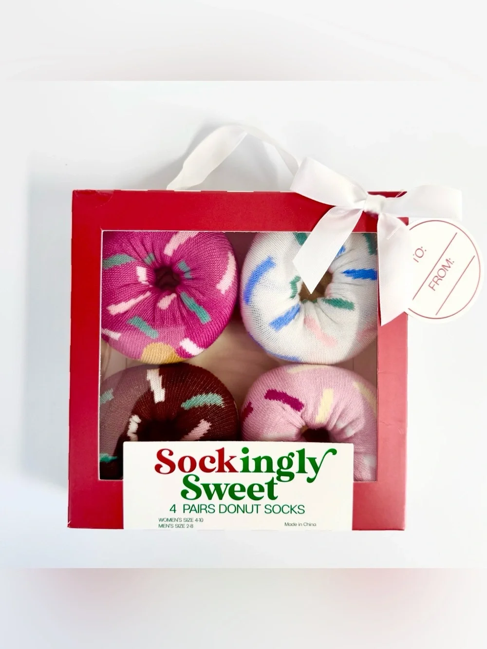 Sockingly Sweet Donut Sprinkles Crew Socks Two 4-Pack Gift Set Boxes NWT